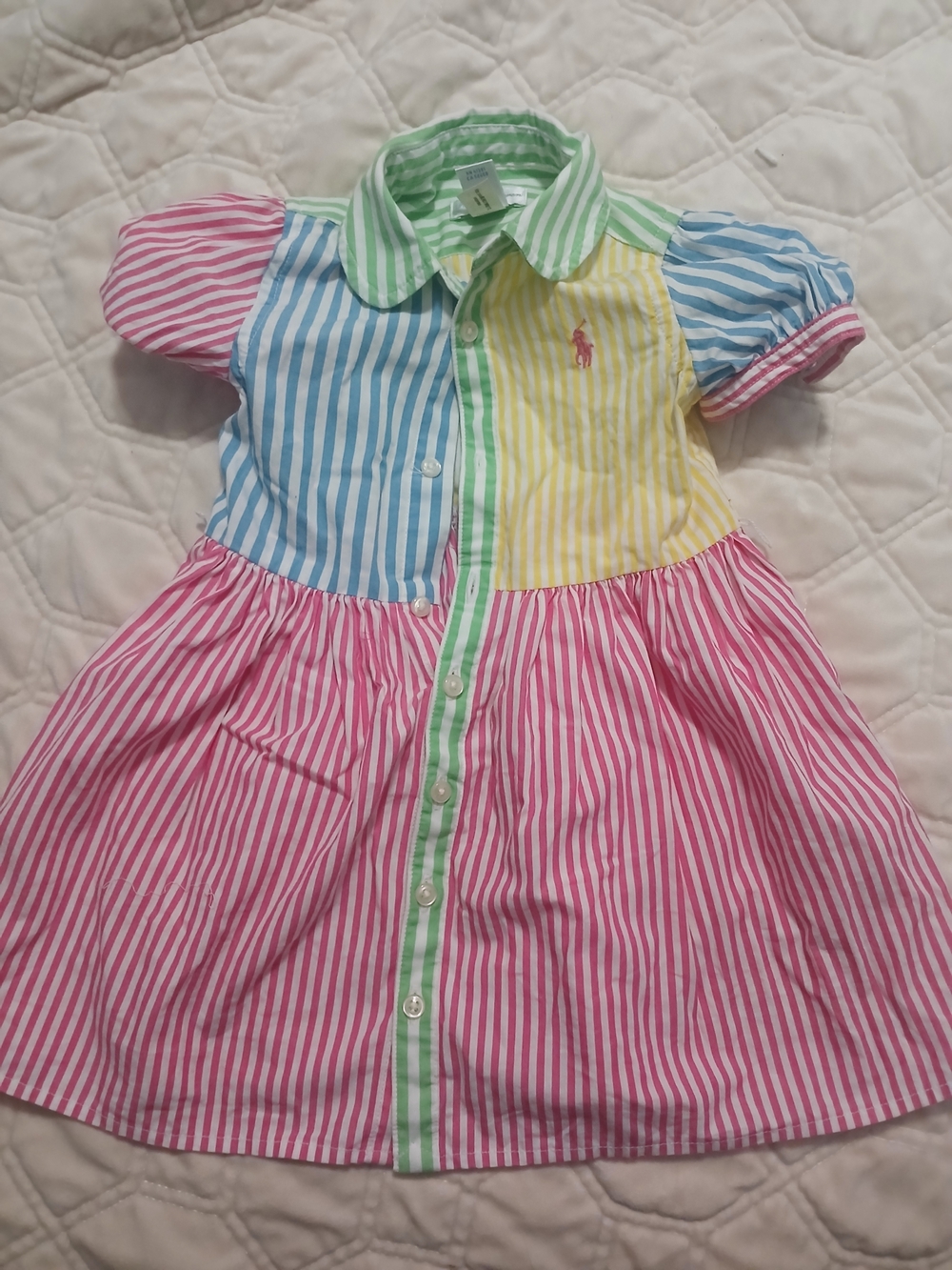 Ralph Lauren Multi-Stripe Polo Dress in Pink, Blue, Yellow & Green